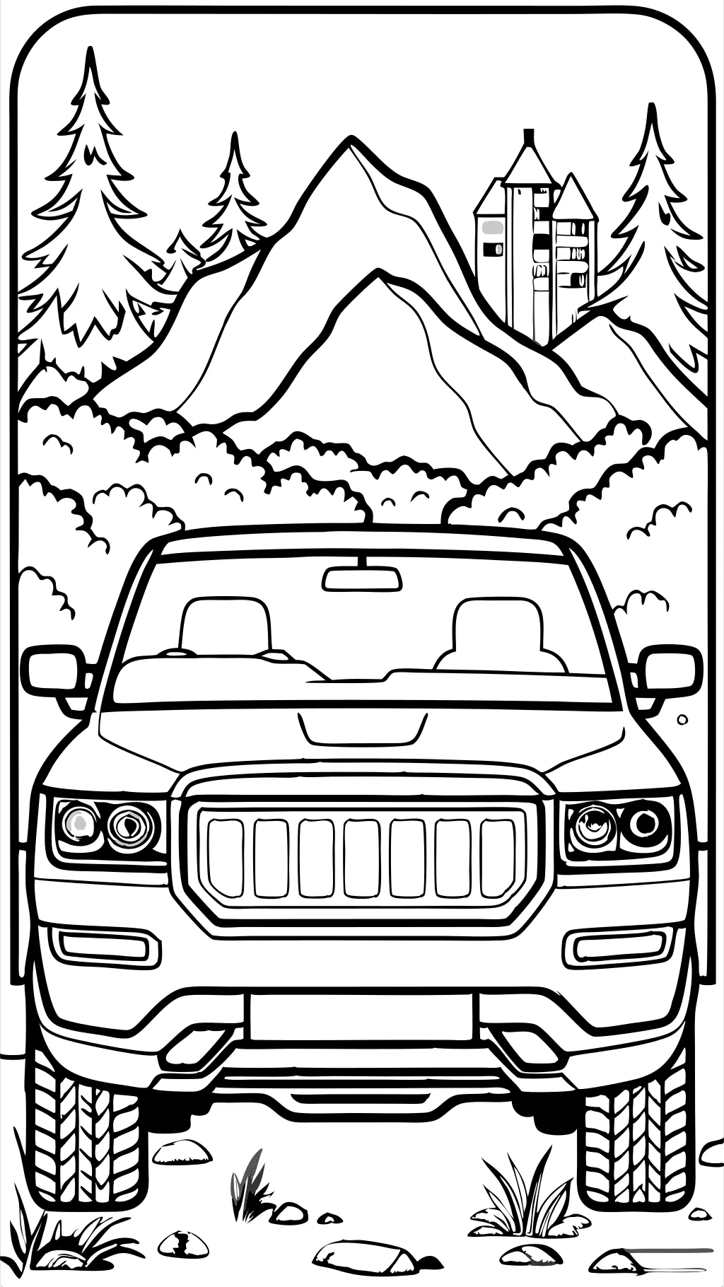 electric car rivian coloring page